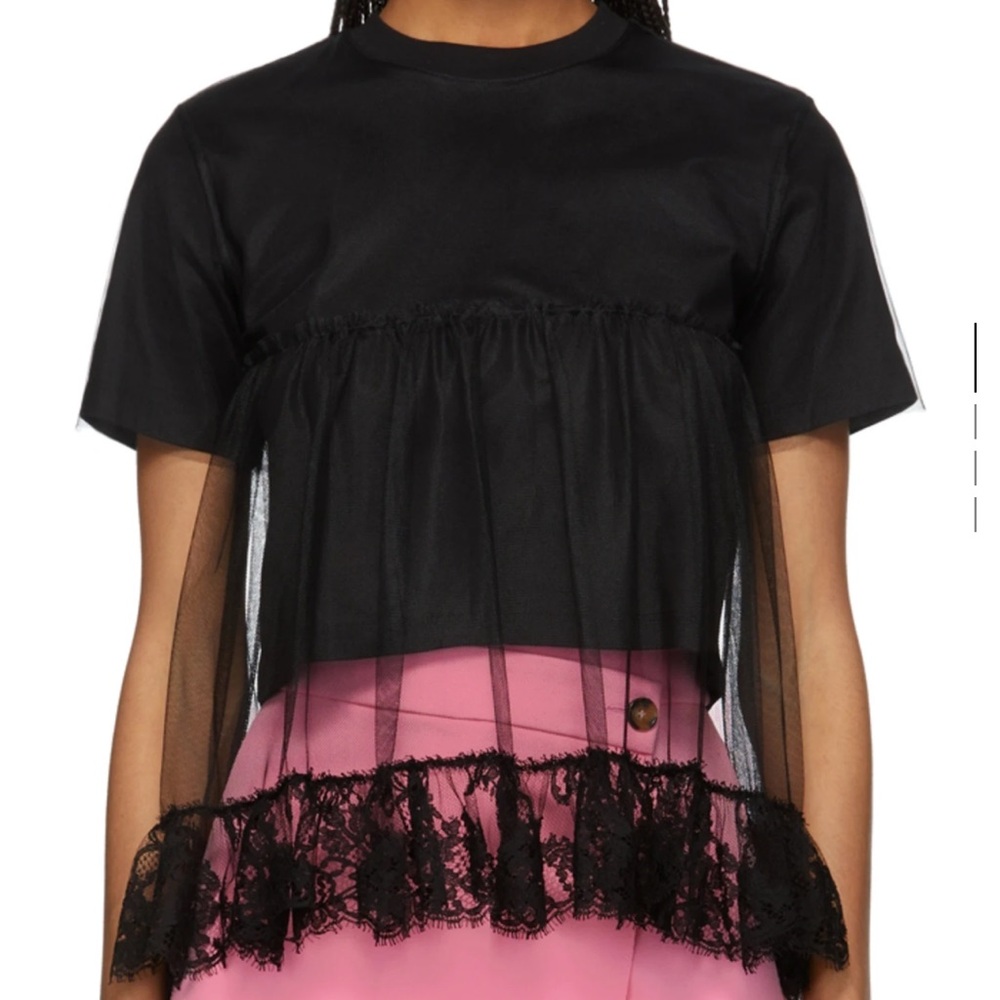MSGM BLACK TULLE T-SHIRT